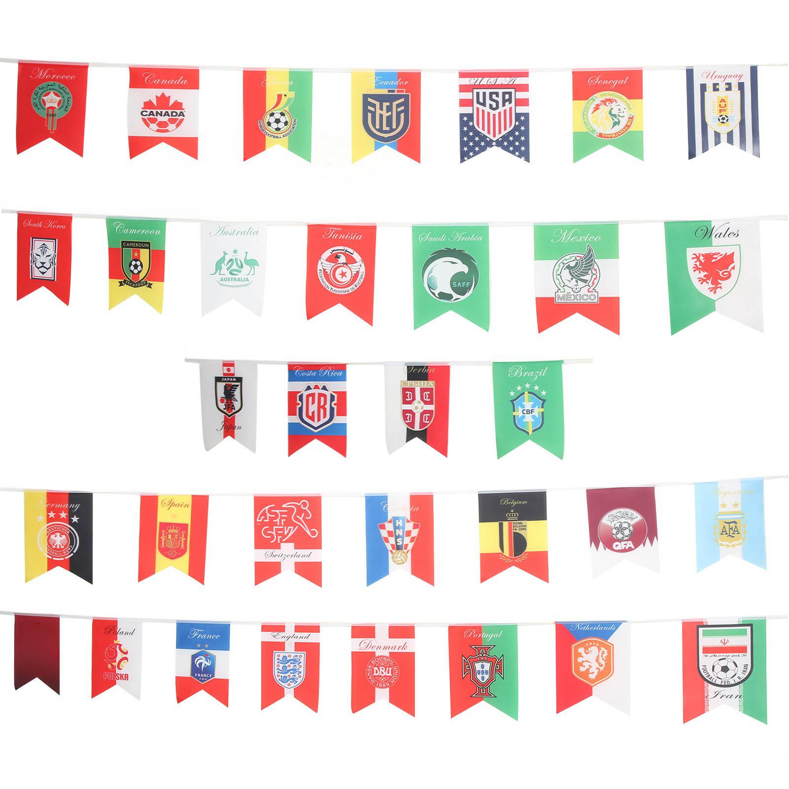 

Флаг-гирлянда чемпионата мира по футболу 2022 года, флаг-баннер 32 стран чемпионата мира по футболу 2022 года, 20x28 см