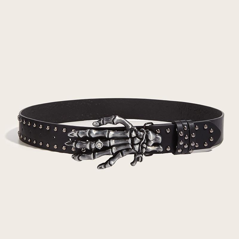 Desinger Belts For Women High Quality Luxury Brand Punk Goth Rivet Black Jeans Unisex Men Belt Paw Skull Buckle Waistband Man