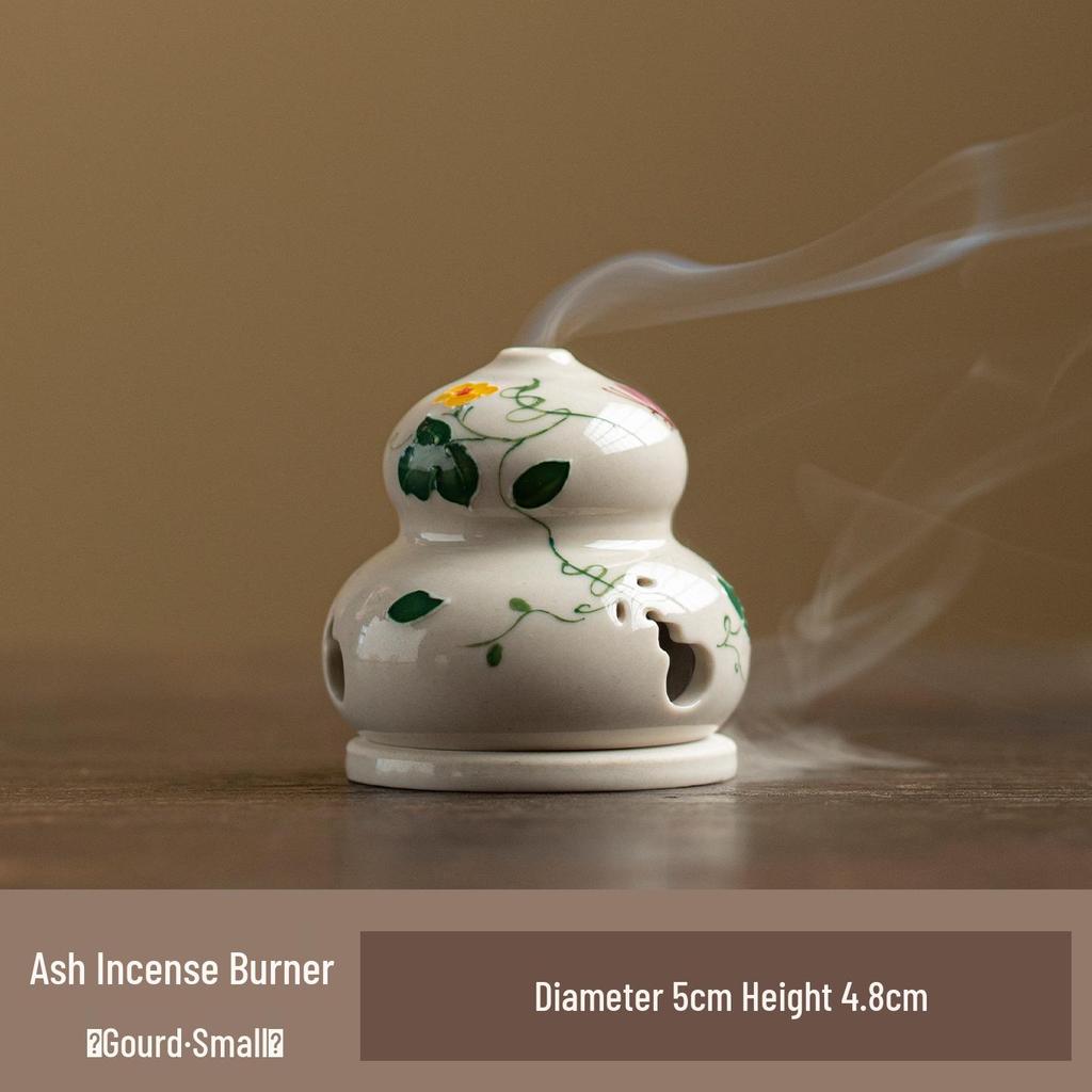 Zen Style Ceramic Gourd Incense Burner for Coil and Agarwood Incense, Home Tea Ceremony Burner