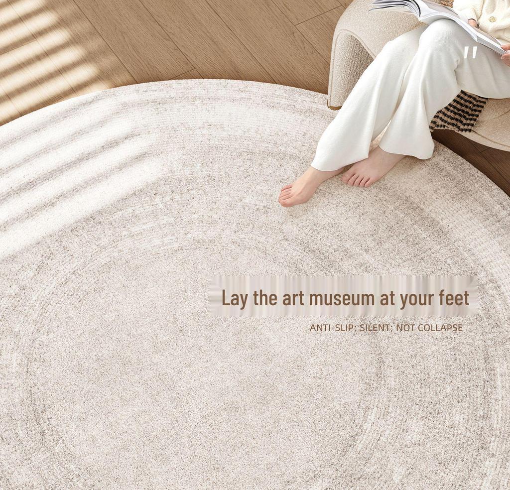 Easy-Care Imitation Cashmere Rug - Large Round Living Room Rug for Area Coverage and Comfort