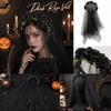 Halloween Black Mesh Rose Headband Hair Accessory for Women