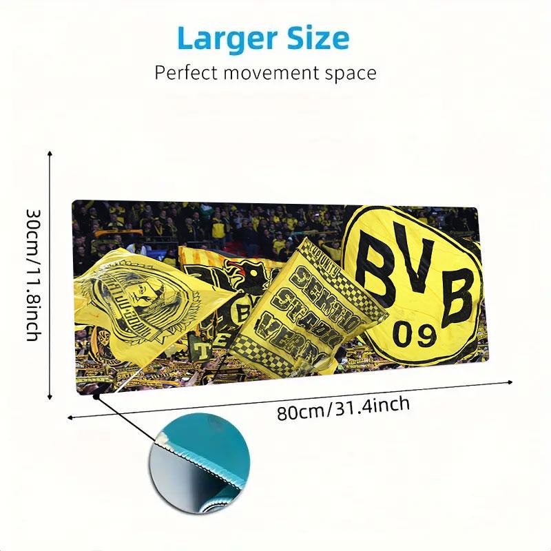 Dortmund Team Logo Mauspade, Große Gaming Schreibtischmatte, Rutschfestes XXL Mauspade für Laptop & Tablet, Mini-PC Spielmatte mit Genähten Kanten