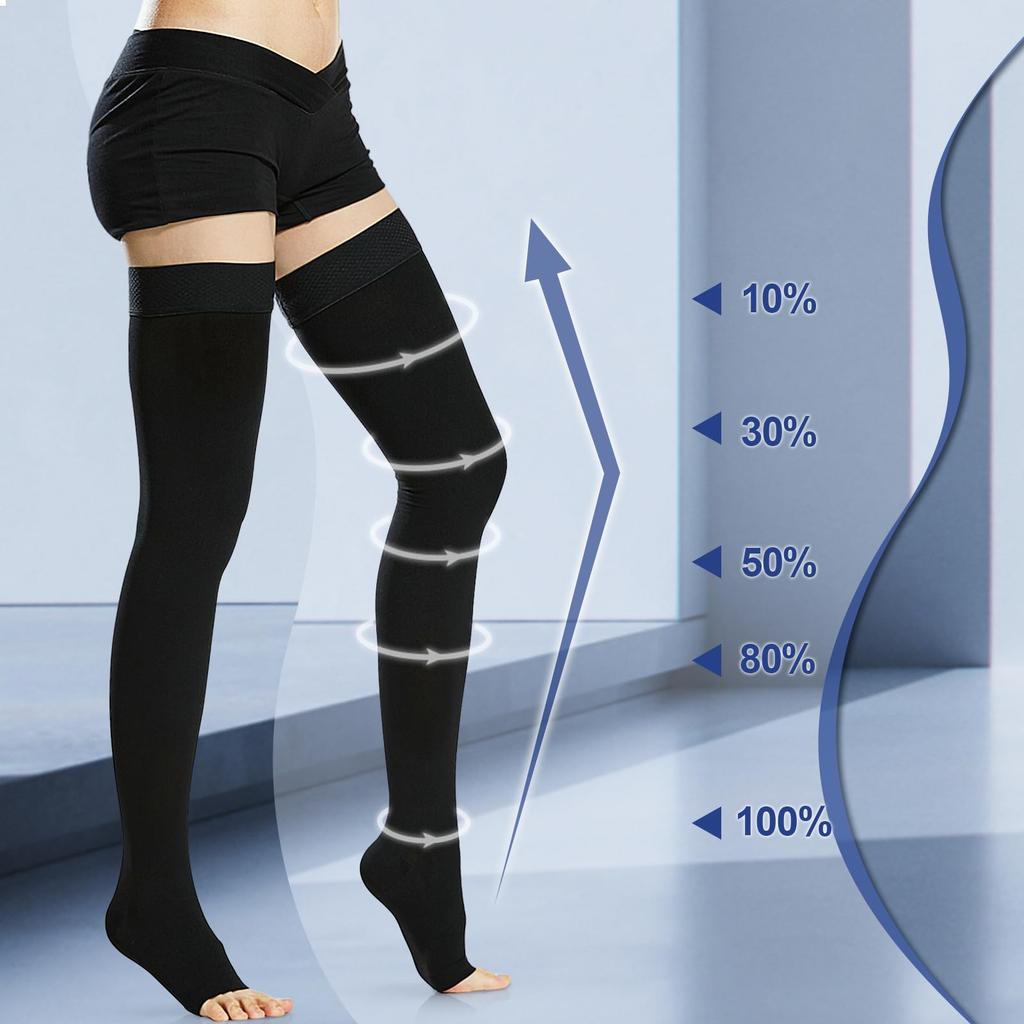 Beister Compression Open Highly Highly Elastic 1 Pair Socks, Toe, Thigh-Length Stockings, Unisex, Breathable, Material,