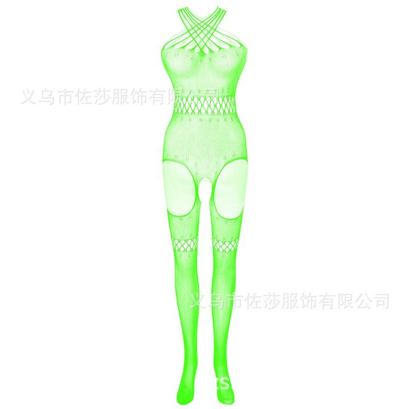 Sex Underwear Sexy Temptation Neck Hollow Open Crotch Transparent One-piece Net Clothes Net Hole One-piece Net Socks