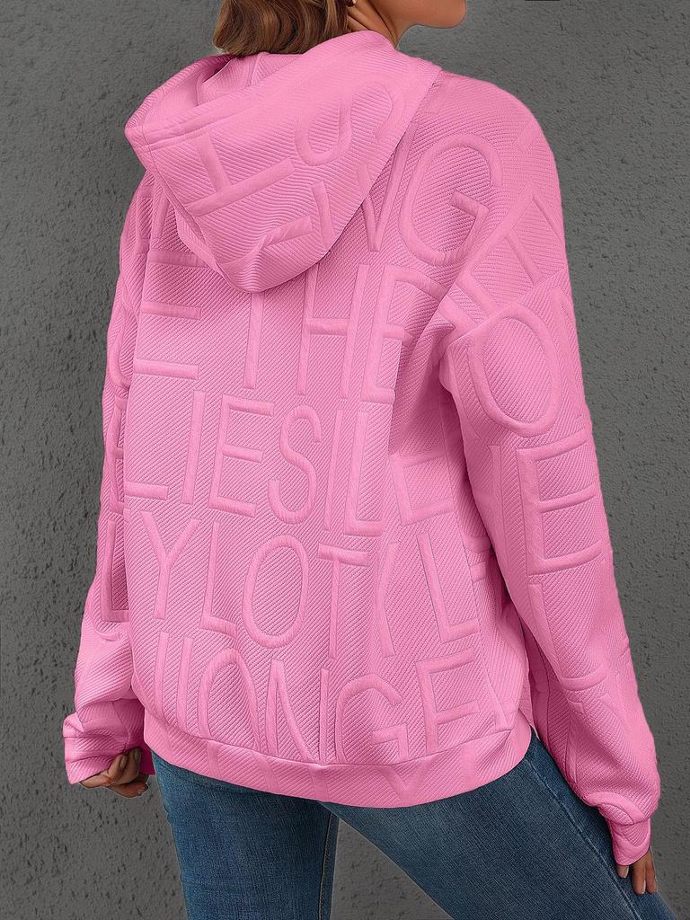 Damen Übergröße Herbst/Winter Casual 3D Buchstaben Jacquard Rundhals Pullover Sweatshirt