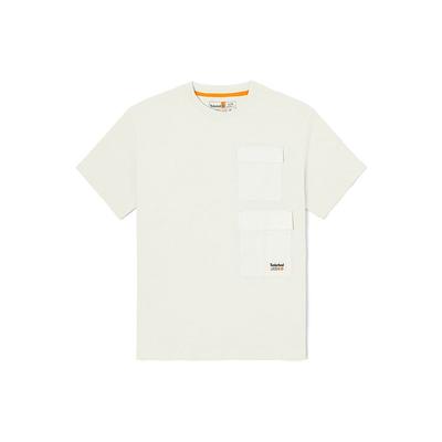 Solid Color Outdoor Pocket Casual Sports Loose Breathable Short Sleeve T-Shirt Men T-Shirts Vintage-White A291G-CM9