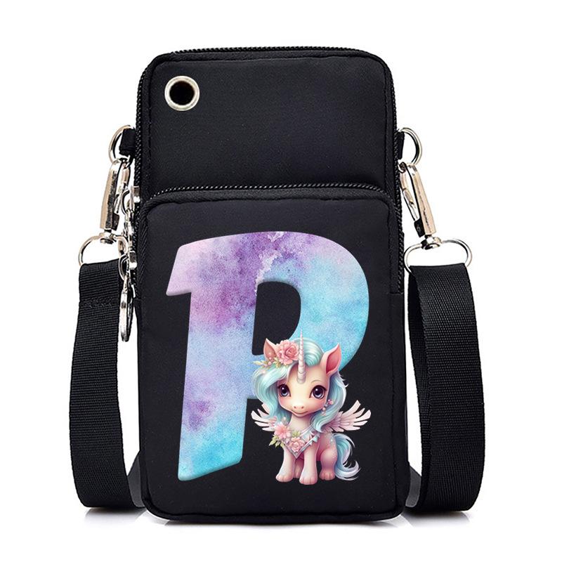 Sac de téléphone portable à imprimé lettre Licorne Léger à transporter Sac bandoulière multifonction