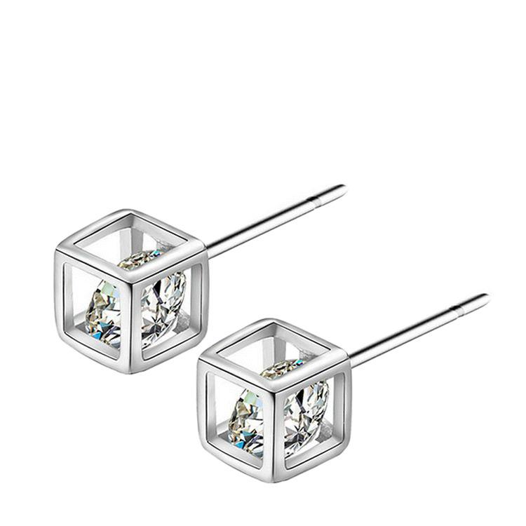 Korean Fashion Zircon Geometric Square Rubik's Cube Earrings for Women