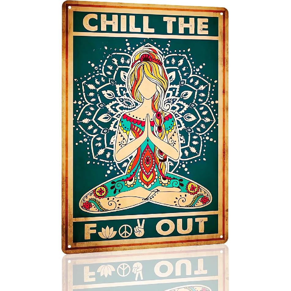 WTREEW Retro Hippie Decor Wall Art Poster - Every Little Thing Is Gonna Be Alright Vintage Metal Sign Peace Wall Decor