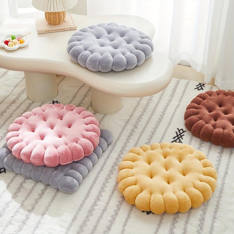 [Cuscino Morbido per Meditazione] 1 pz Morbido Cuscino in Peluche per Meditazione, Cuscino Rotondo in Poliestere per Sedia | Design Trapuntato con Bottoni, Imbottitura 100% Fibra di Poliestere, Versatile