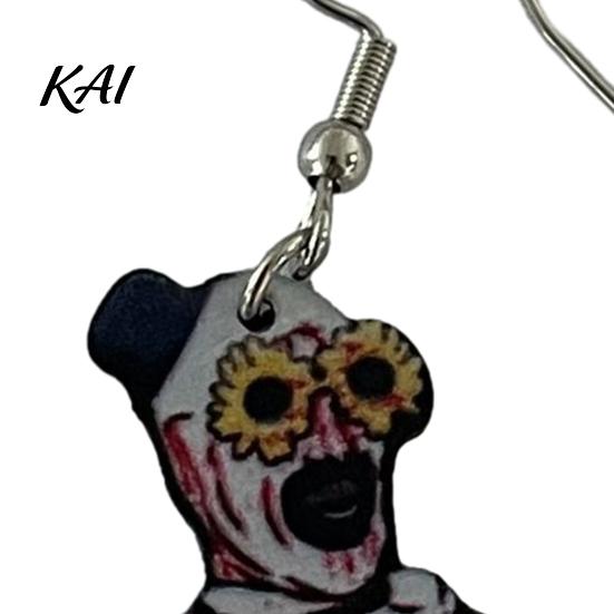 Vintage Style Horror Earrings 1 Pair Halloween Theme Dangle Drop for Women, Scary Blood Gothic Acrylic Clown Earrings, Creative Punk Jewelry Costume,