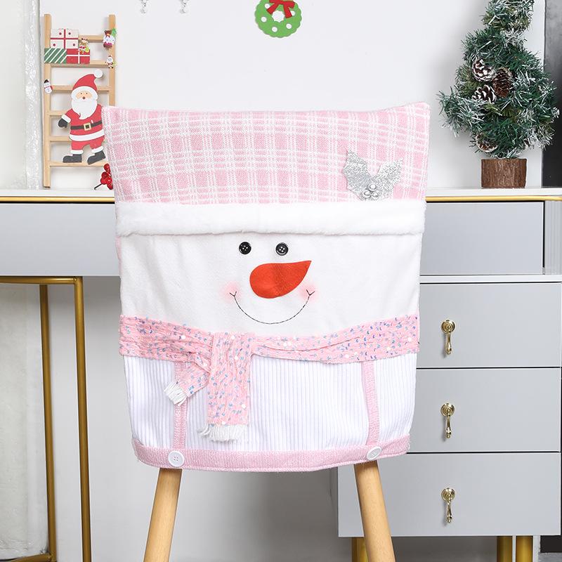 Pink Sequin Retractable Snowman Plush Toy for Christmas Decoration