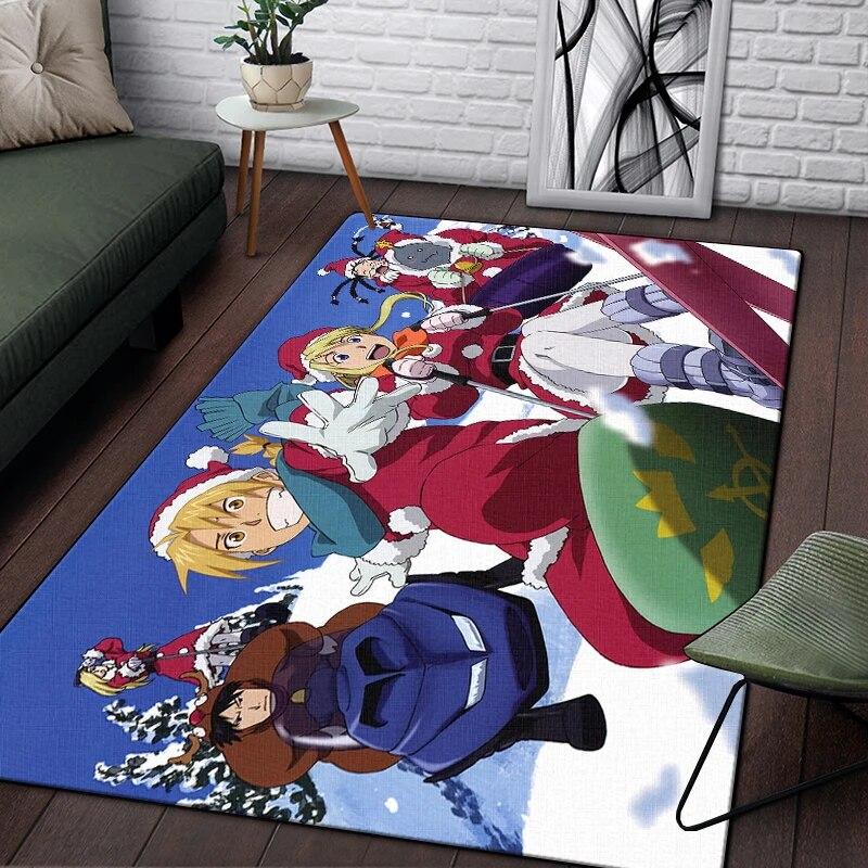 Fullmetal Alchemist Anime Painting Carpet for Living Room Large Area Rug Black Soft Carpet Home Decoration Mats Boho Rugs Picnic