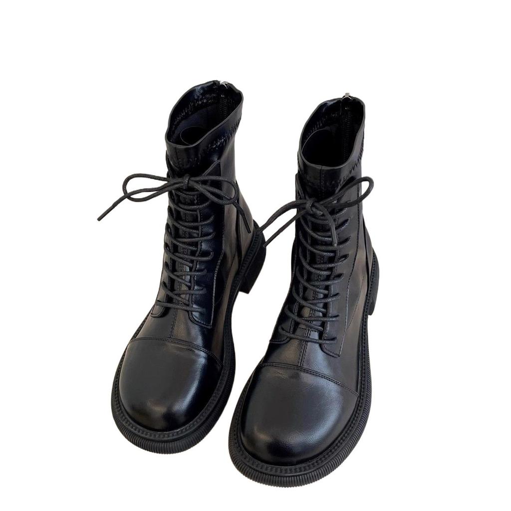 Martin Boots Women's 2025 Spring and Autumn New British Style Versatile Lace-up Short Boots Platform-soled Locomotive Single Boots Round Head Women's 