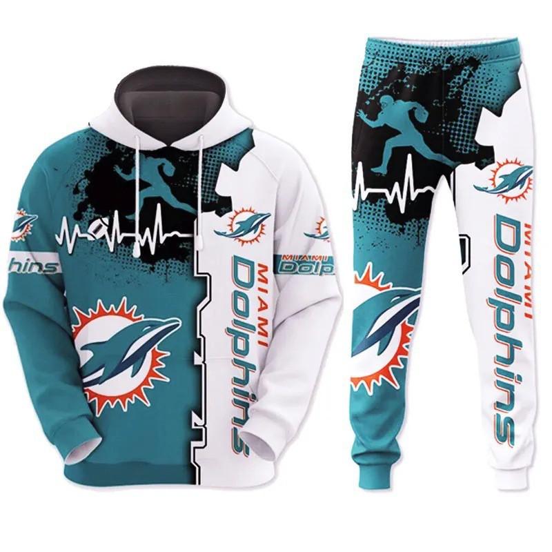NFL Football Tracksuit Set 3D Print Hoodie Loose Pants Mens Sportswear