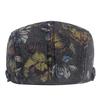 Peony Flower Washed Denim Beret Women's Printed Cap Painters Hat Newsboy Cap