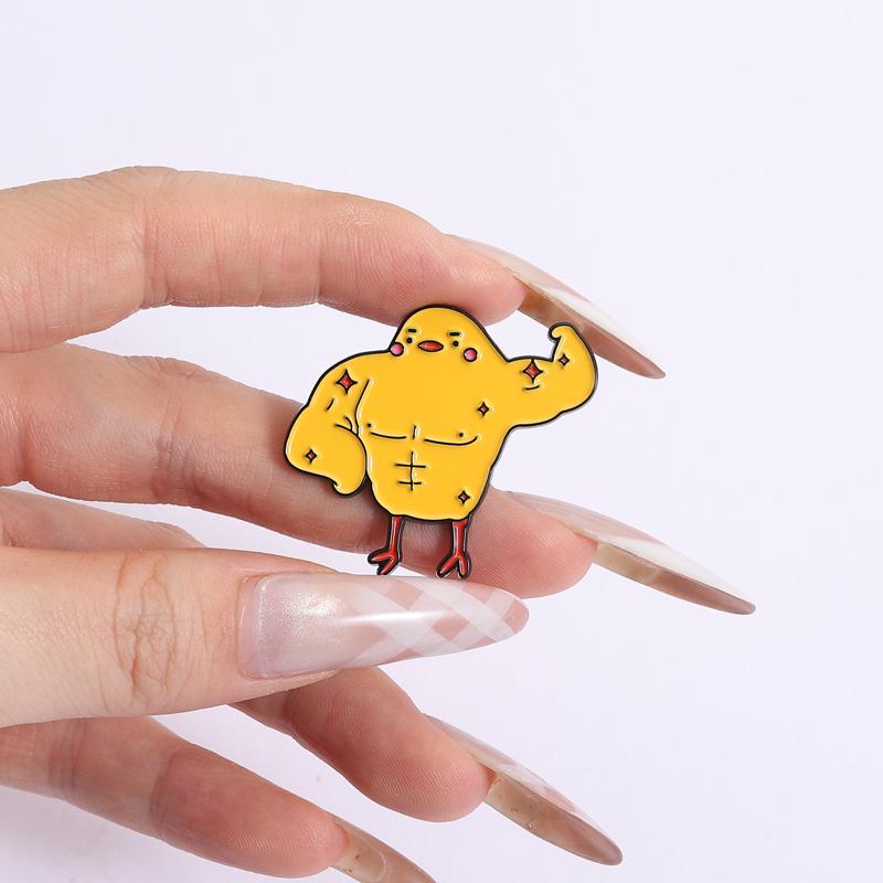 Fitness Muscle Chick Enamel Pins Custom Funny Strong Animal Brooches Lapel Badges Clothes Jewelry Gift for Friends