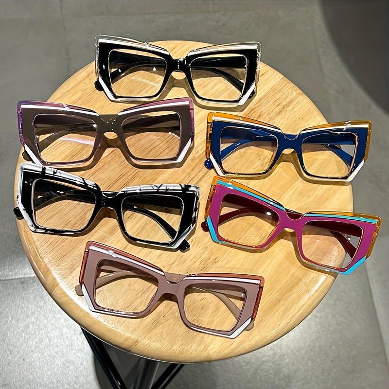 Cat Eye Glasses Gradient Color Frame Transparent Lens Computer Glasses Color Block Women