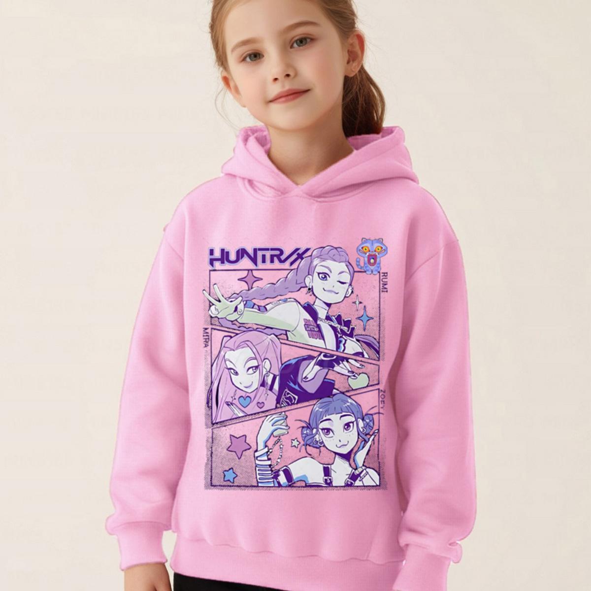 

Одежда для маленькой девочки K-Pop Охотники на демонов Толстовка Девичья мода Повседневная толстовка Кино Новинка Детская K-Pop Охотники на демонов Толстовки с капюшоном 130