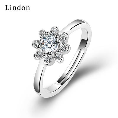 Lindon Classic Copper Alloy Zircon Ring Ladies Jewelry Wedding Promise Party Gift