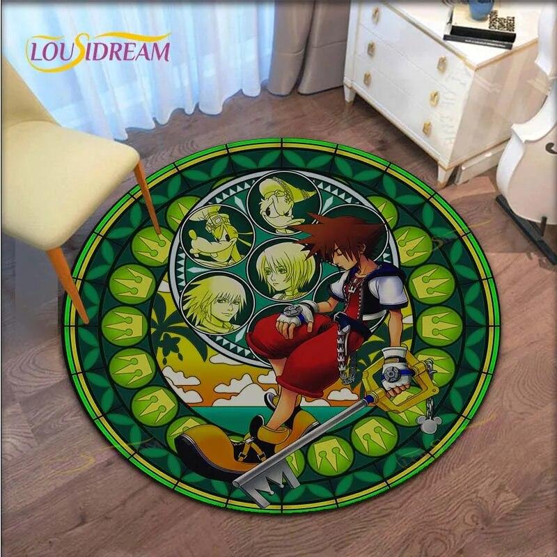 

Коврик с мультяшным узором Kingdom Hearts, круглый коврик для пола, милый мультяшный домашний декор, круглый ковер, круглый ковер для гостиной, спальни, подарок, украшение дома