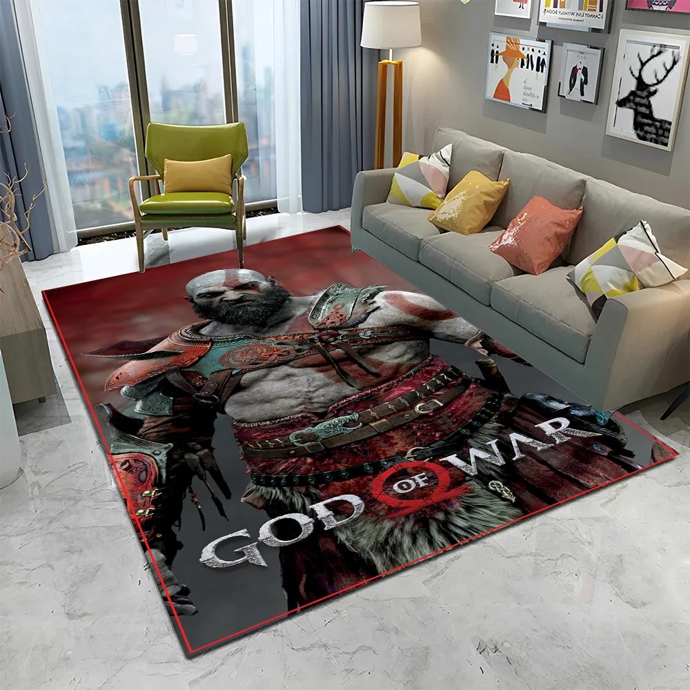 3D God of War Games Gamer Kratos HD Carpet Rug for Home Living Room Bedroom Sofa Doormat Decor,kids Area Rug Non-slip Floor Mat