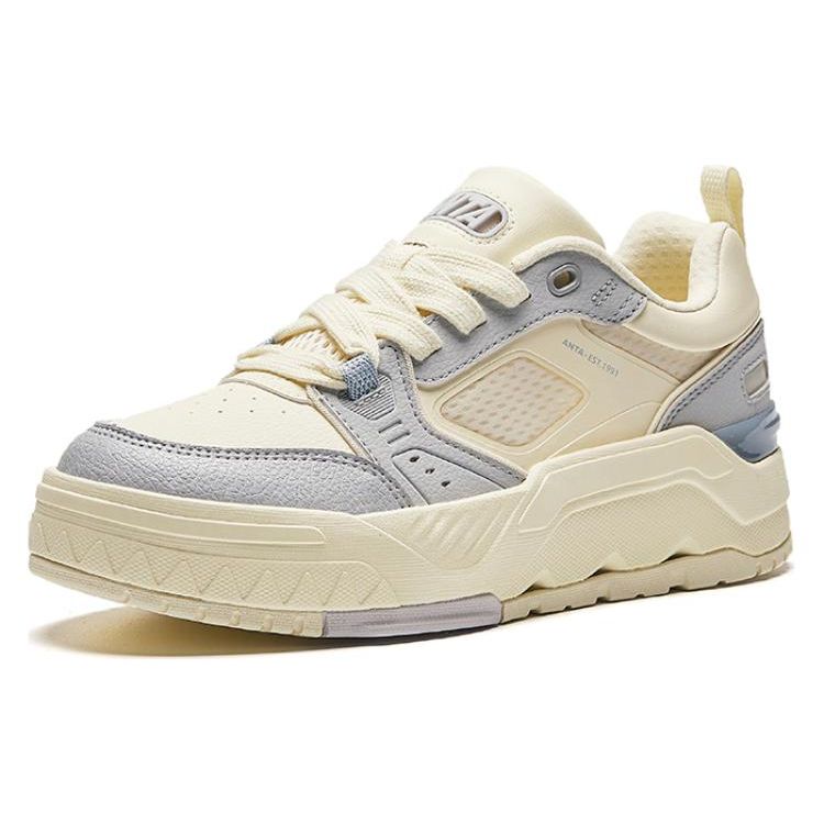 Anta Non-Slip Wear-Resistant Low-Top Skate Shoes Women Sneakers White Gray Blue 922428002-2