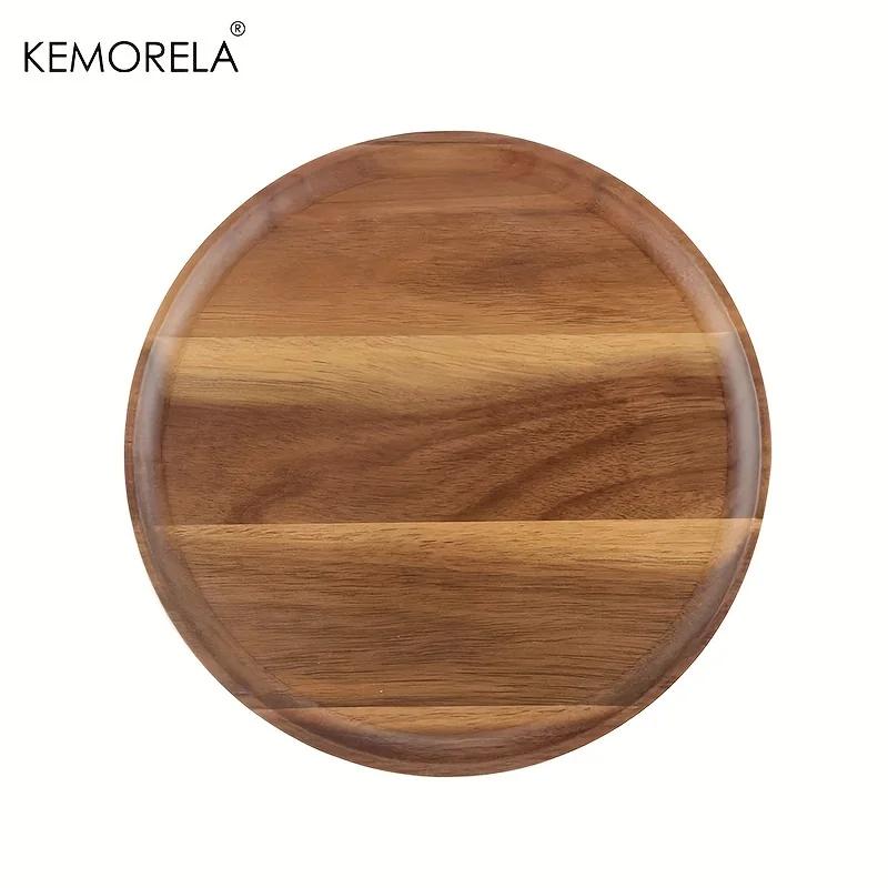 1 Piece of Natural Whole Wood South American Walnut Circular Handmade Plate, Round Sushi Plate, Dessert Fruit Bread Tableware
