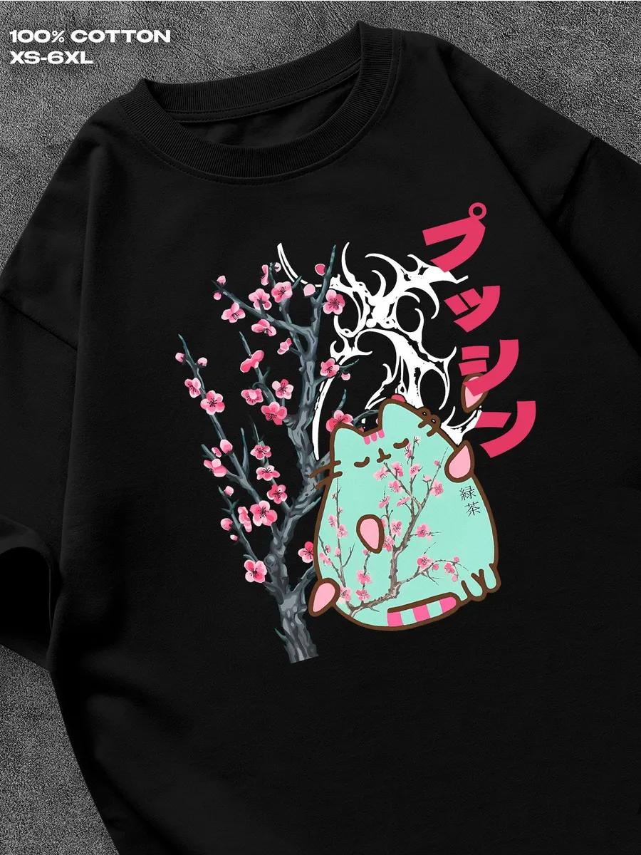 T-shirt Cat Fluff print on back Mens Tshirt Womens Tshirts with Letters Print Short Sleeves T-Shirt Casual Street Tee Shirt Top XXXL