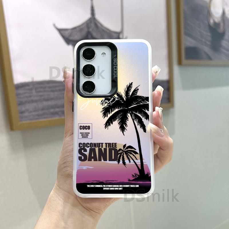 

Чехол для мобильного телефона Samsung Colorful Laser для S24Plus, S23, S22, S21 — выберите дизайн Aurora White или Coconut Tree. Samsung S21 Plus