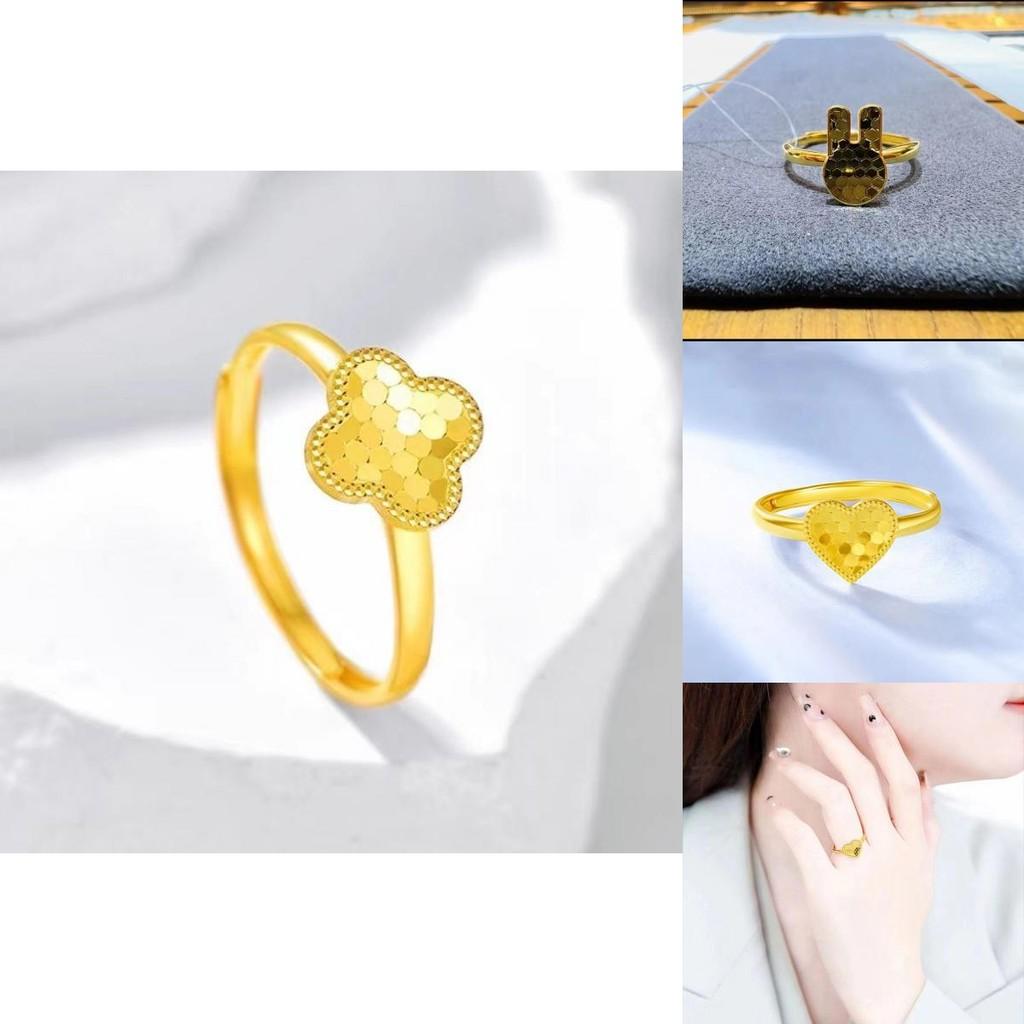 Unique Gold Plated Floral Ring With Four Leaf Clover Design For Fashion Lovers