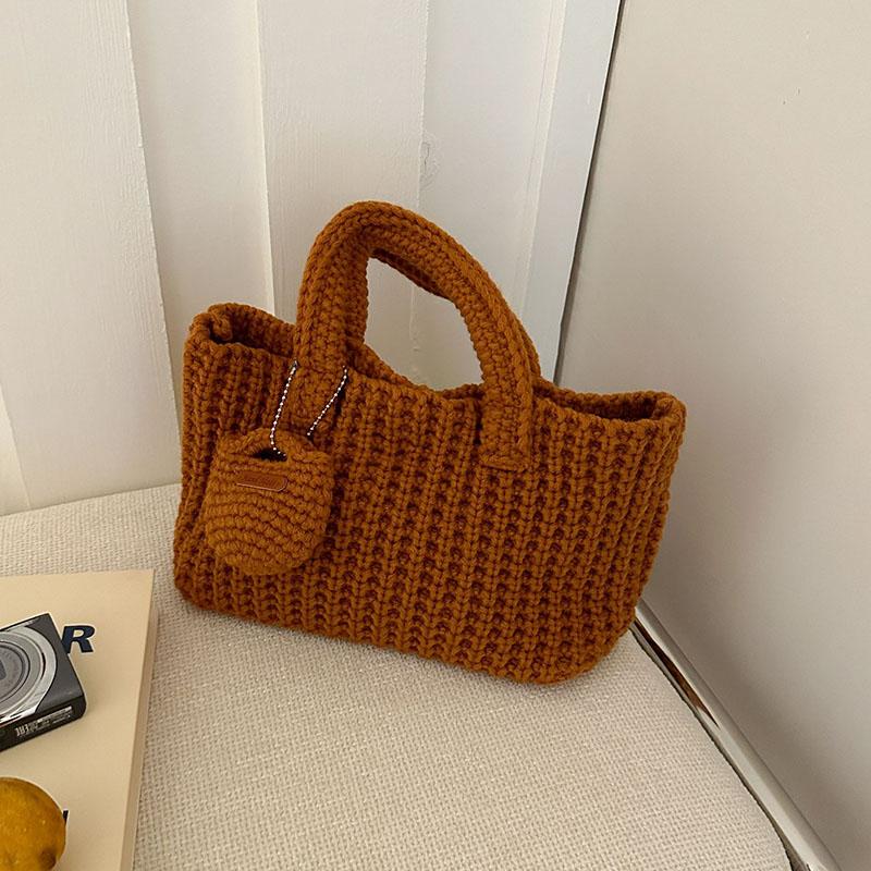 Borsa all'uncinetto fatta a mano retrò coreana Borsa a mano casual Borsa a tracolla Autunno e Inverno Nuova Mini Borsa Tote Borsa da ascella da donna