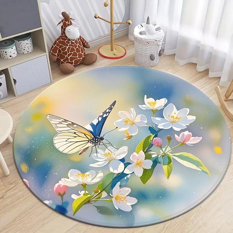 

Modern Watercolor Round Painting Effect Non-Slip Art Rug Living Room Bohemian Bedroom Minimalist Decor Rug 40-40cm