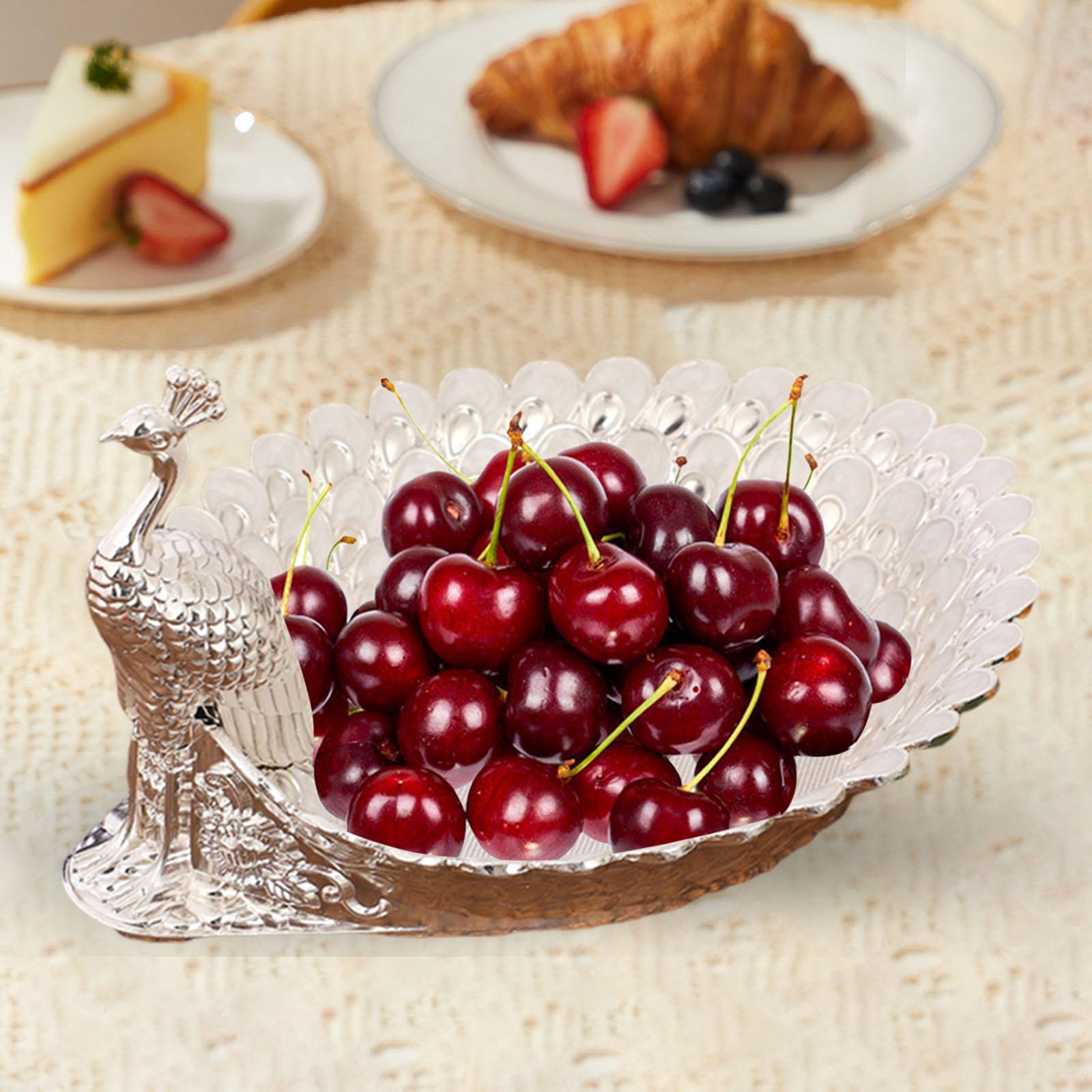 

Fruit Serving Bowl Fruit Holder Peacock Shape Food Storage Container Sturdy серебряный