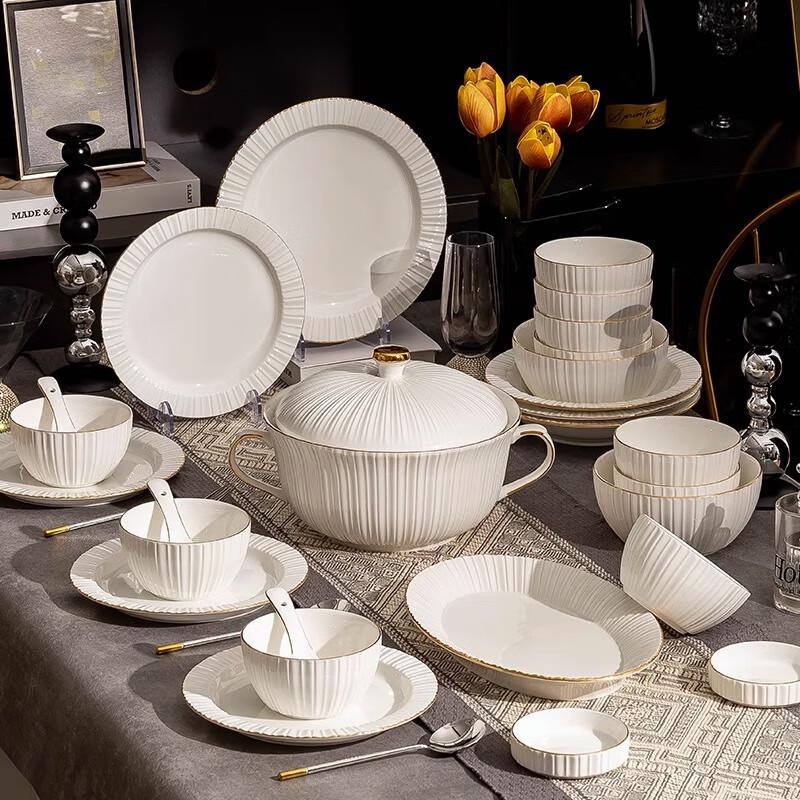 Maud Lanca Nordic Light Luxury 46-Piece Ceramic Dinnerware Set