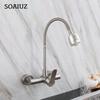 Kitchen Faucet Stainless Steel Wall Extendable Mixers Tap Water Saving Bathroom Sink Cranes Gourmet Washbasin Utensils Free Ship