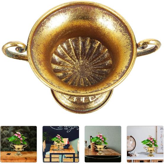 EXCEART Rustic Farmhouse Metal Flower Pot Antique Urn Planter Pedestal Vase Distressed Metal Vase Tall Trumpet Fancy Arrangement Pots for Centerpiece