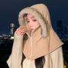 Winter cycling windproof Lei Feng hat cold warm hat women's scarf integrated pullover hat simple head hat