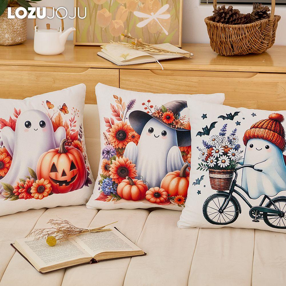 1PC LOZUJOJU Halloween Pillowcase Cute Cartoon Printed Cushion Cover for Sofa Living Room Bedroom Home Decor
