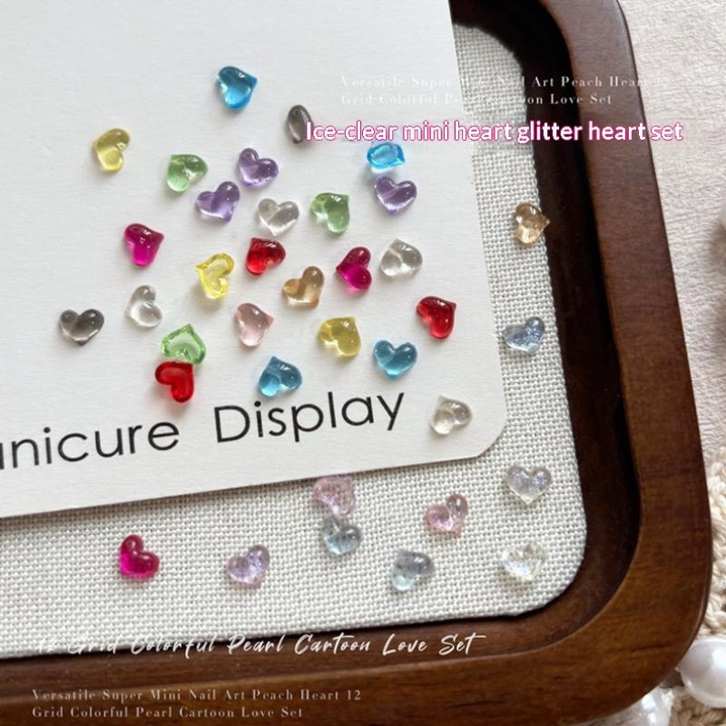 12 Grid Mixed Colorful Mini Heart Nail Jewelry Nail Charms Nail Accessories Nail Art Nail Decoration Diy Nails Parts