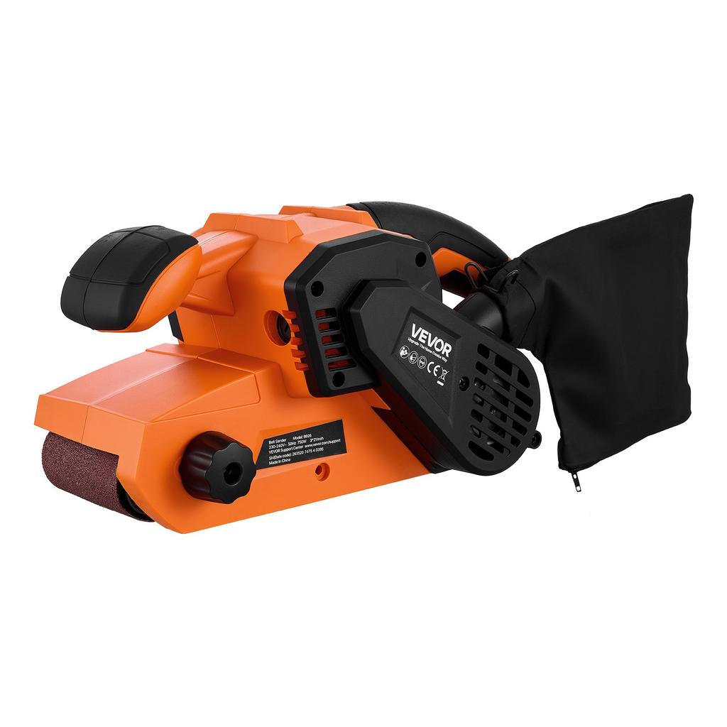 VEVOR 750W Belt Sander 7.6 x 53.3 cm Woodworking Belt Sander 6 Speeds 630-1200 FPM, 2-in-1 Handheld & Benchtop Sanding Machine with 2 Dust Bags