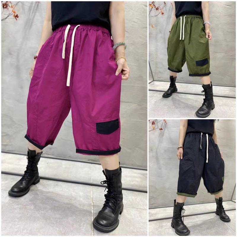 

Women s Loose Casual Large Pocket Seven Point Haren Pants for Women L армия зеленый