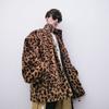 Leopard print fur jacket men's and women's clothing couple winter coat loose jacket imitation rabbit fur plush cotton coat thickened large size