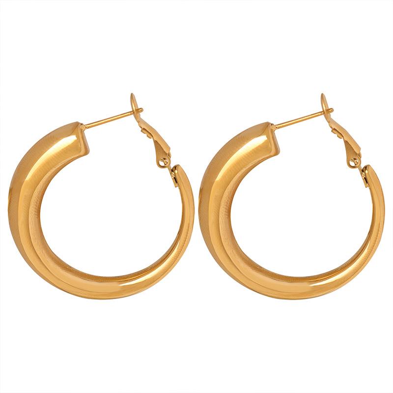 New Large Hoop Titanium Steel Earrings, Niche French Design, Colorfast Stud Accessories for Women