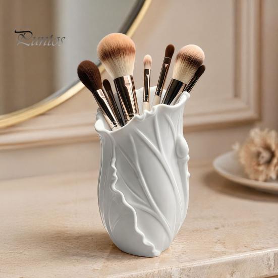 Sustainable Office Stationery Storage Lotus Leaf Pen Holder, Decorative Pencil Modern Eco-conscious Holder Desk Organizer for Supplies Makeup Brushes