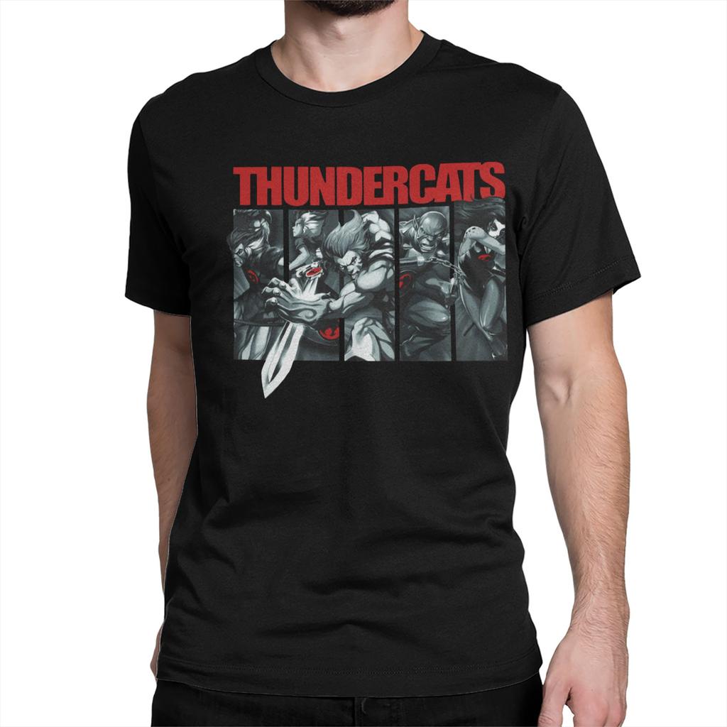 Herren Damen T-Shirts Thundercats Freizeit Baumwolle T-Shirt Panthro Cheetara Tygra 80er Retro Cartoon T-Shirt Rundhals Oberteile