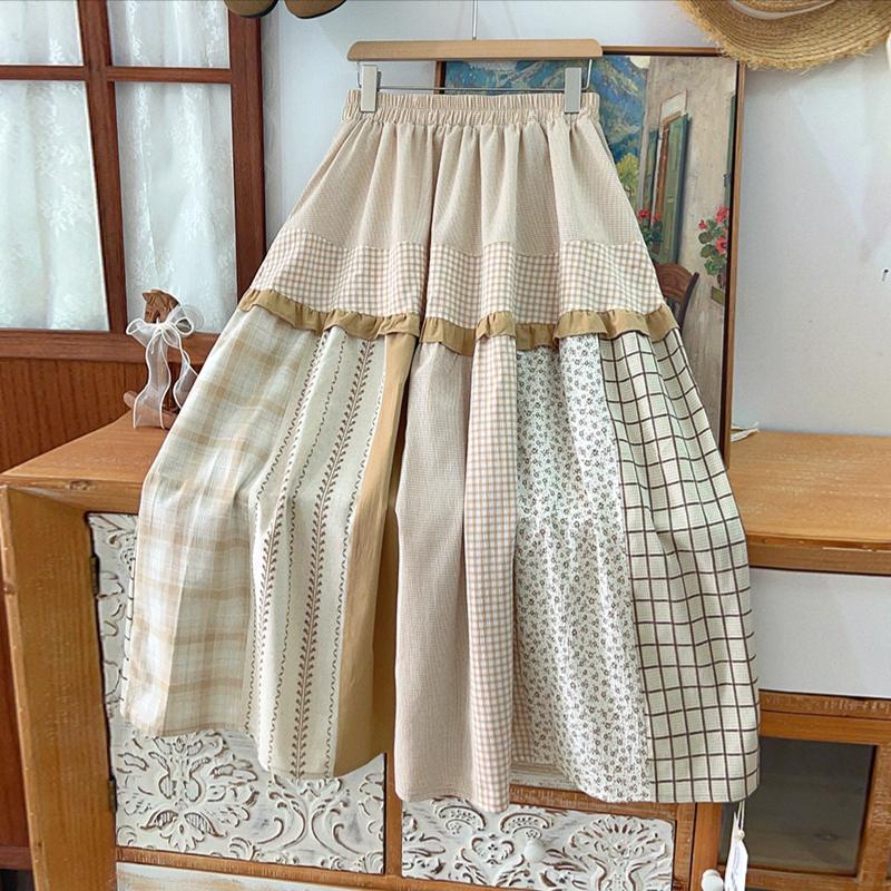 

ZANZEA Женские летние повседневные юбки свободного кроя с эластичной талией и принтом в клетку 2XL хаки