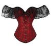 Women's Jacquard Lace Corset Top with Flutter Sleeves & Waist Cincher