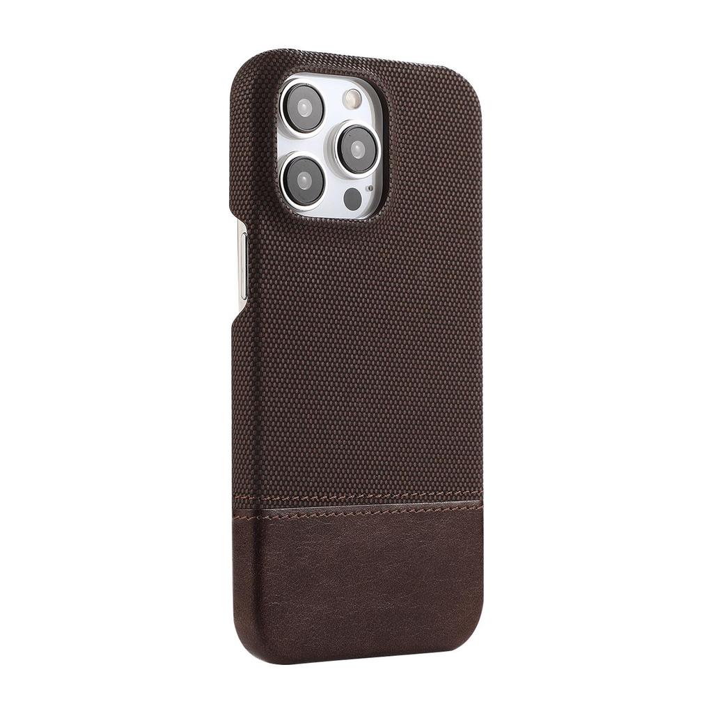 Patchwork Faux Leather Anti-Slip Phone Case for Apple 17 Pro Max/16/15/14 Pro/13/12, Trendy Half-Covered Hard Design
