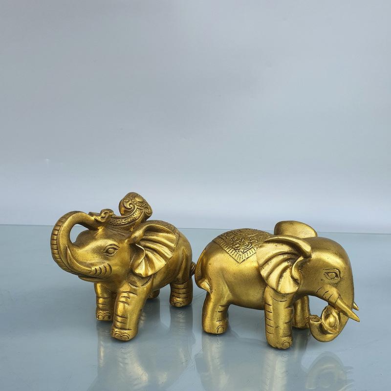 Exquisitely crafted brass elephant ornaments, symbolizing fortune and wealth, water-absorbing auspicious elephants, home decor c